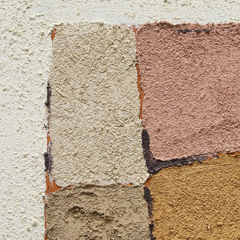 Peinture à l'huile abstraite à motif de blocs de couleur dessinés à la main, H 35,43 po x l 35,43 po