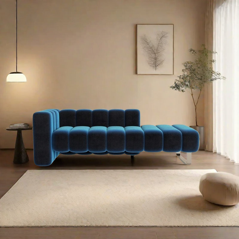 Chaise longue en bois massif à haute résistance, Accoudoir à gauche (vu de face), Bleu