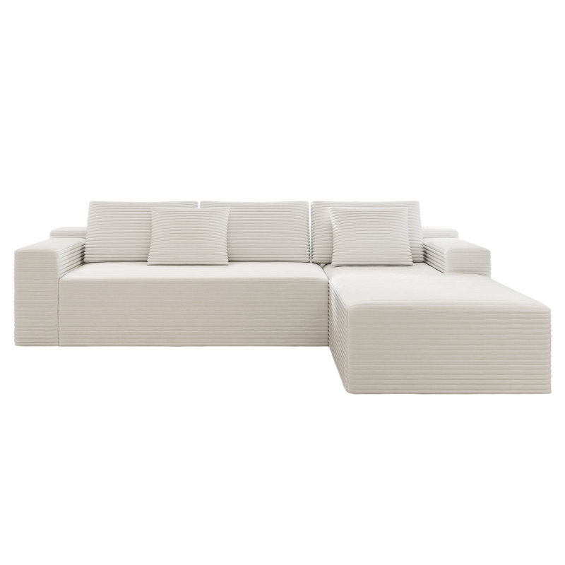 Canapé modulaire de 104,3 pouces de style nuage avec fauteuil inclinable en forme de L, Oui, Blanc
