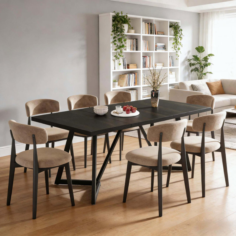 Table de salle à manger rectangulaire contemporaine avec surface spacieuse