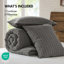 Couette gaufrée lavée pour lit double/queen - 3 pièces, texture spéciale, côtés 100 % coton, style vintage, tissu et garnissage adaptés à toutes les saisons, entretien facile et sécuritaire, couleur anthracite, 3 pièces, tissage différent, couverture surdimensionnée.