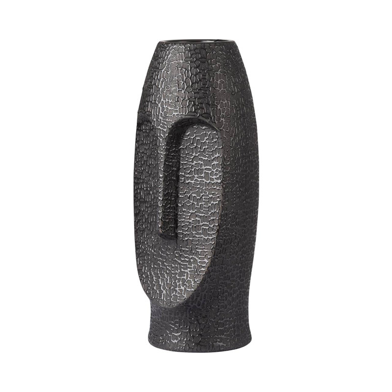 Trollinger Ceramic Vase For Living Room Furniture, Luxury Handmade Table Vase, 38cm H x 16cm W x 16cm D, Black