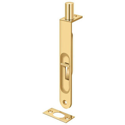 Deltana 6FBRCR003 6" Flush Bolt; Heavy Duty Round; Lifetime Brass Finish