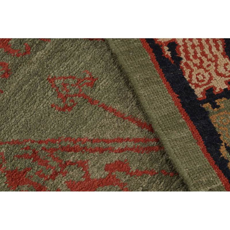 European Kilim Wool Geometric Area Rug, Rectangle 4' x 6'