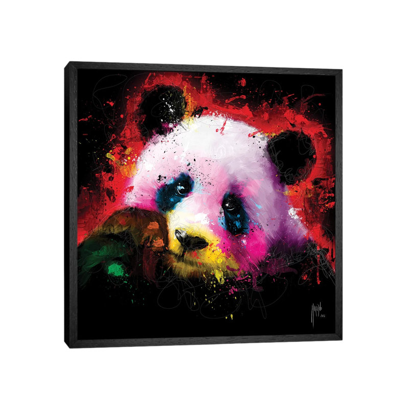 Panda Pop by Patrice Murciano - Floater Frame Gallery-Wrapped Canvas Giclée on Canvas, 45.72 cm H x 45.72 cm W, Black