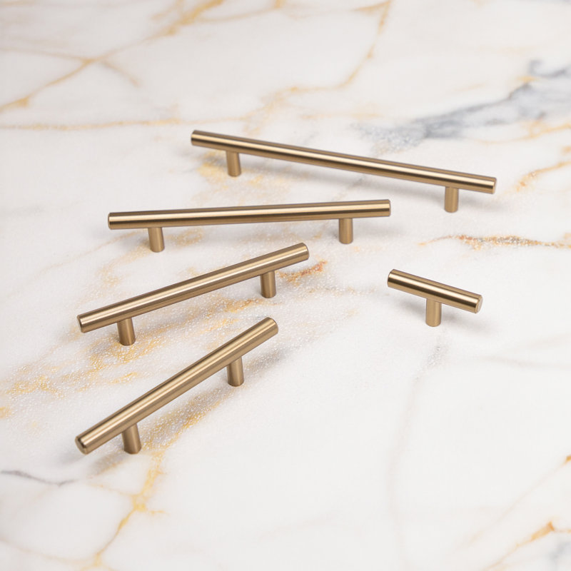 Poignée en T de la collection Bar Pulls - poignées d'armoire bronze brun champagne 2-3 / 8 "x 1/2" - Quincaillerie minimaliste et contemporaine pour tiroirs et armoires