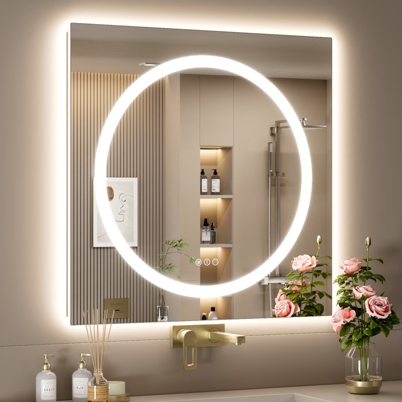 Dimmable LED Bathroom Mirror with Lights, 36" x 36"
