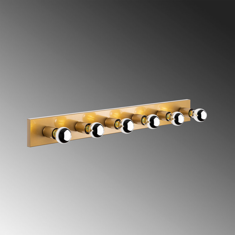 Elegant Gold Wall Lamp, Metal Body, 3.9 x 3.9 x 35.8 Inches | Base Plate: 35.8 x 3.9 Inches, Height: 0.8 Inches | 6 x E27 Sockets, Max 40W | Glamorous Solid Color Design, Perfect for Modern Home Decor