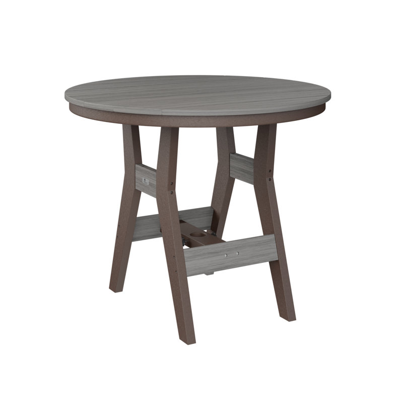 Harbor Outdoor Round Dining Table, Chocolate Brown, Seashell