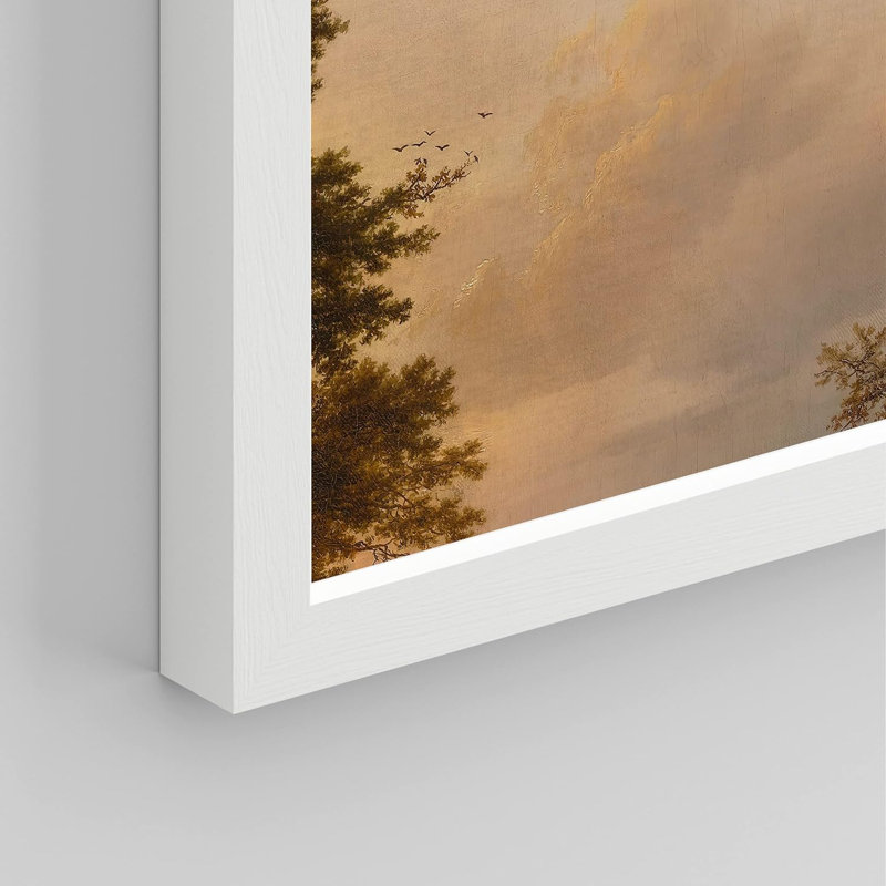 Automne, coucher de soleil, nuage, art mural, impressions botaniques, paysage naturel, salon, chambre à coucher, Blanc