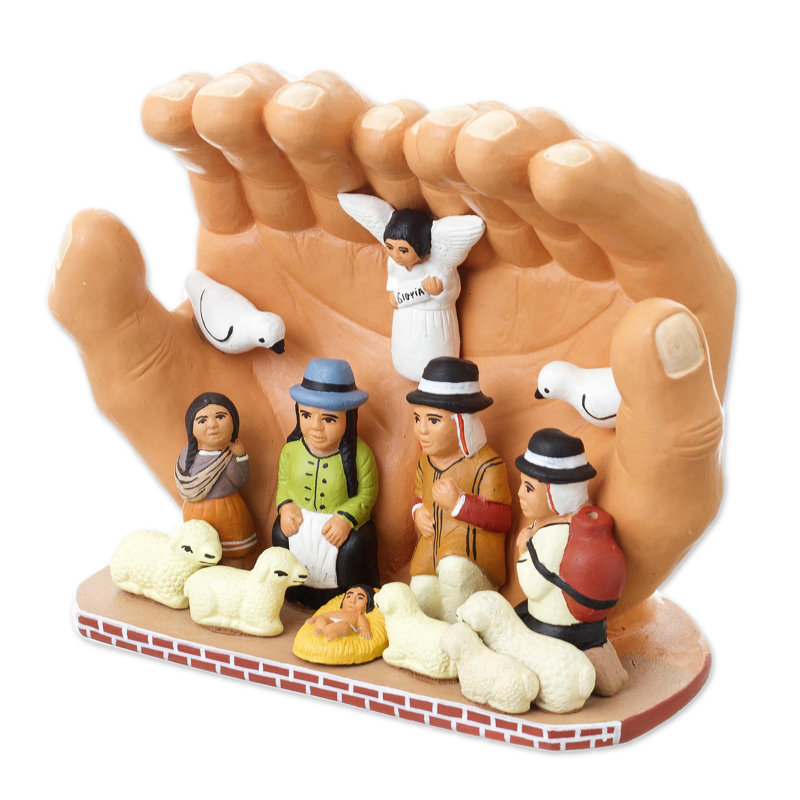 Crèche de Noël mains de dieu Maqui