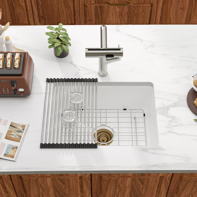 Évier de cuisine encastré en quartz 22 po, Blanc