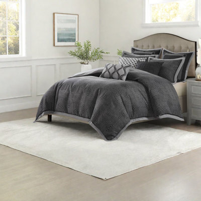 Ensemble de literie moderne, jacquard en polyester grand 8 pièces, confort contemporain contemporain