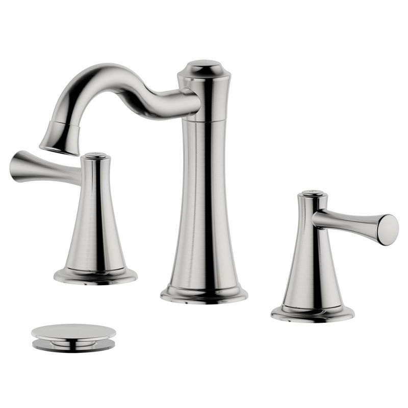 Konya Widespread 2-handle Bathroom Faucet with Drain Assembly, Brushed Nickel