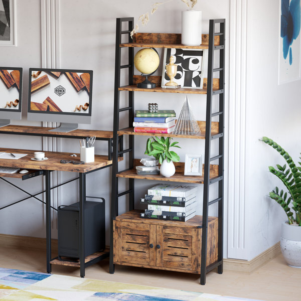 Homfa 3 Drawers Ladder Bookshelf, 3 Tier Open Storage Shelves for Office  Living Room, Rustic Brown 