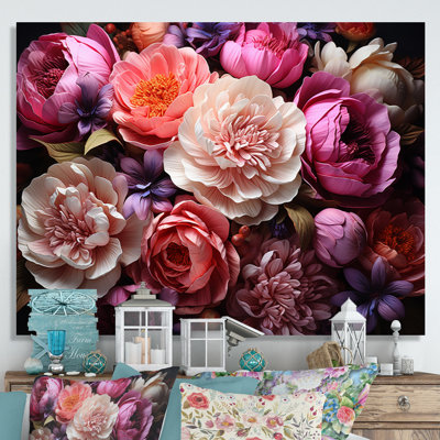 Asian Art Peonies In Pink IV Framed On Canvas Print