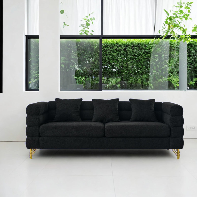 81'' Sofa, Black 100% Polyester