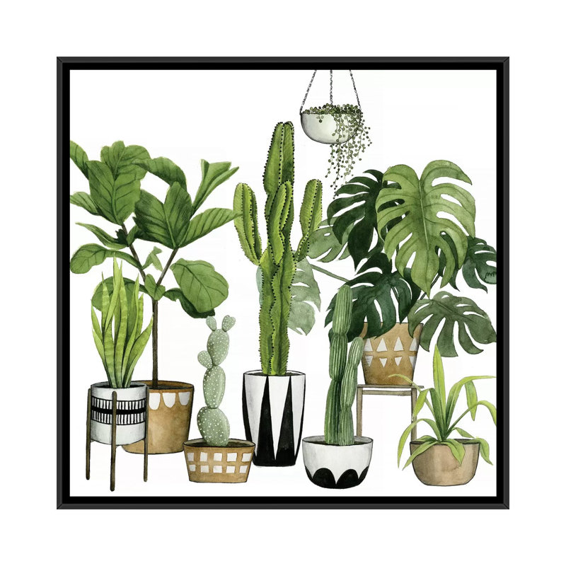 «Plant Haven I», impression sur toile, H 18 po x l 18 po x P 1,5 po, Toile encadrée noire, Pas de tapis