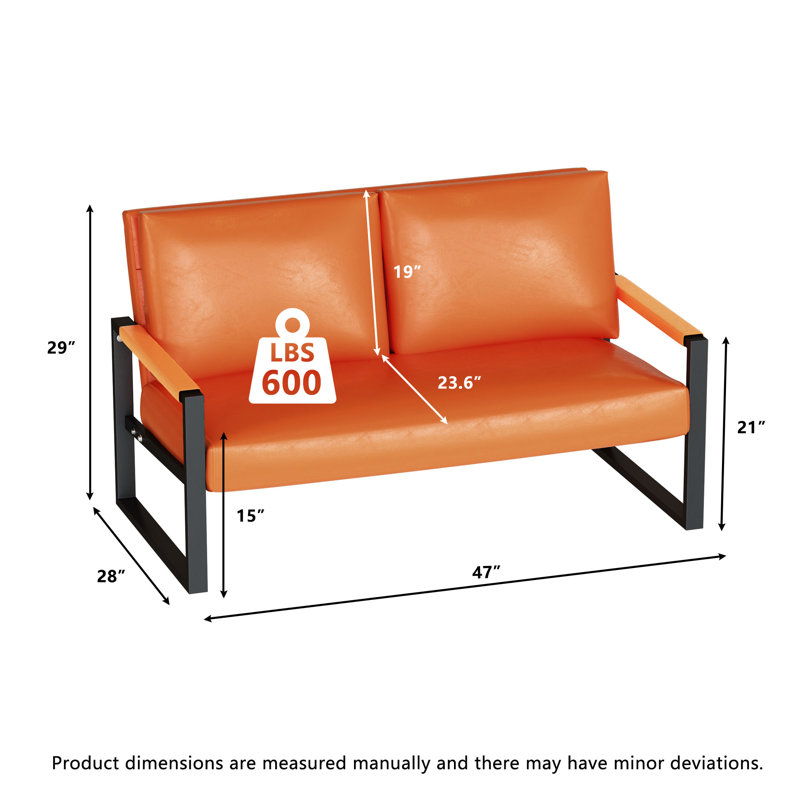 Canapé Mid-Century, Similicuir orange