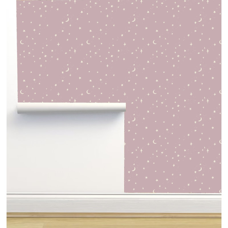 Rouleau de papier peint texturé L 2,16 pi x l 5 po Erin Kendal Designs, Univers lilas nuit étoilée