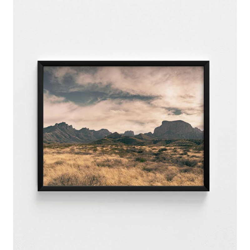 Art Print: Desert Landscape - Moody Clouds, Framed or Unframed, 8" H x 10" W, Framed Print without Mat, Black