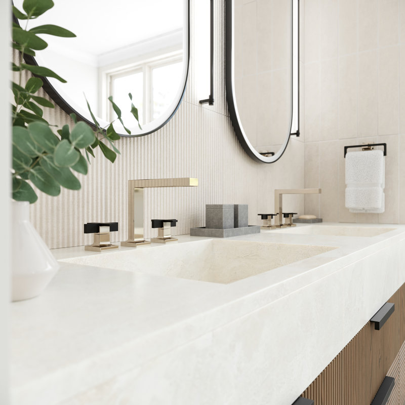 Verve 2-Handle 8 in - 15 in. Widespread Bathroom Faucet without Handles with Square Spout in , Polished Nickel
