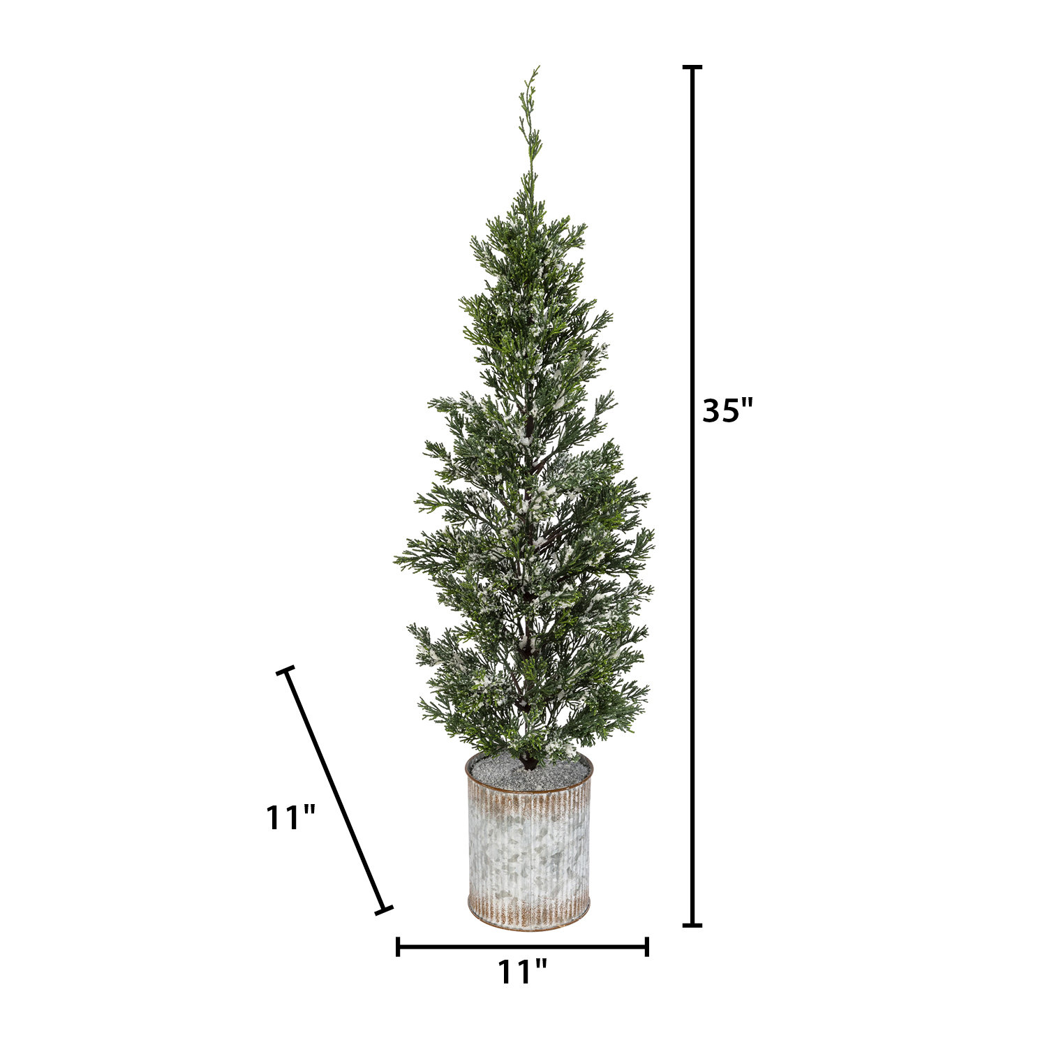 35 In. Snowy Pine Christmas Tree In Tin Pot