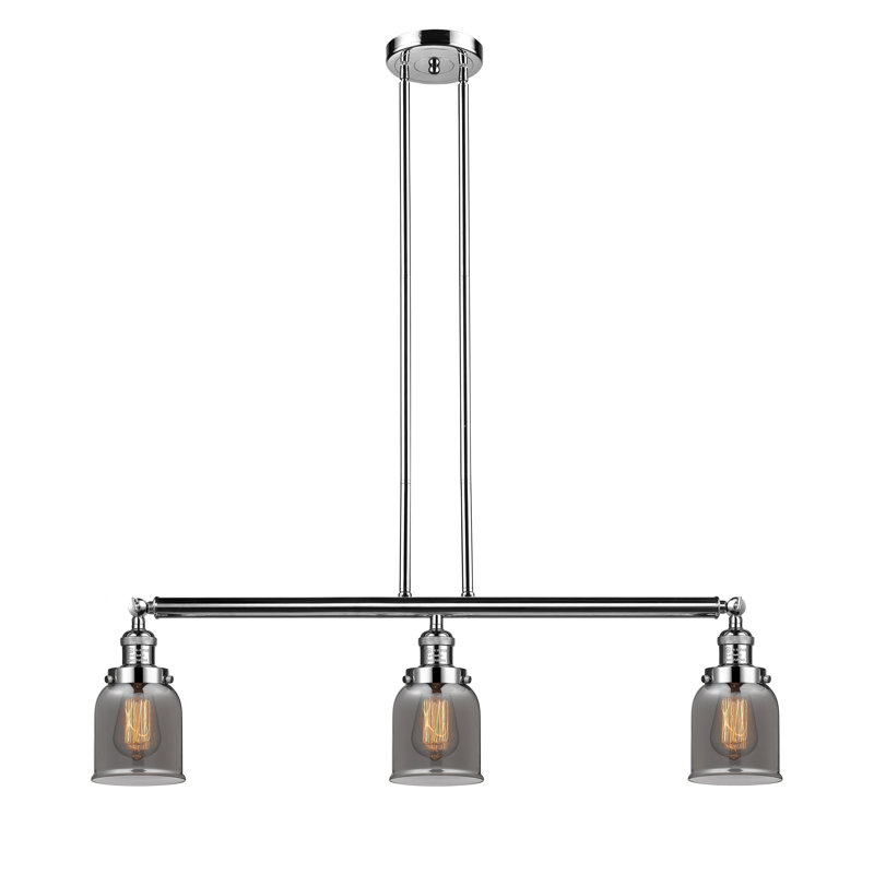 Tom 3 - Light Kitchen Island Pendant, Polished Nickel, Plated Smoked, 6 Watt Vinage LED Bulb