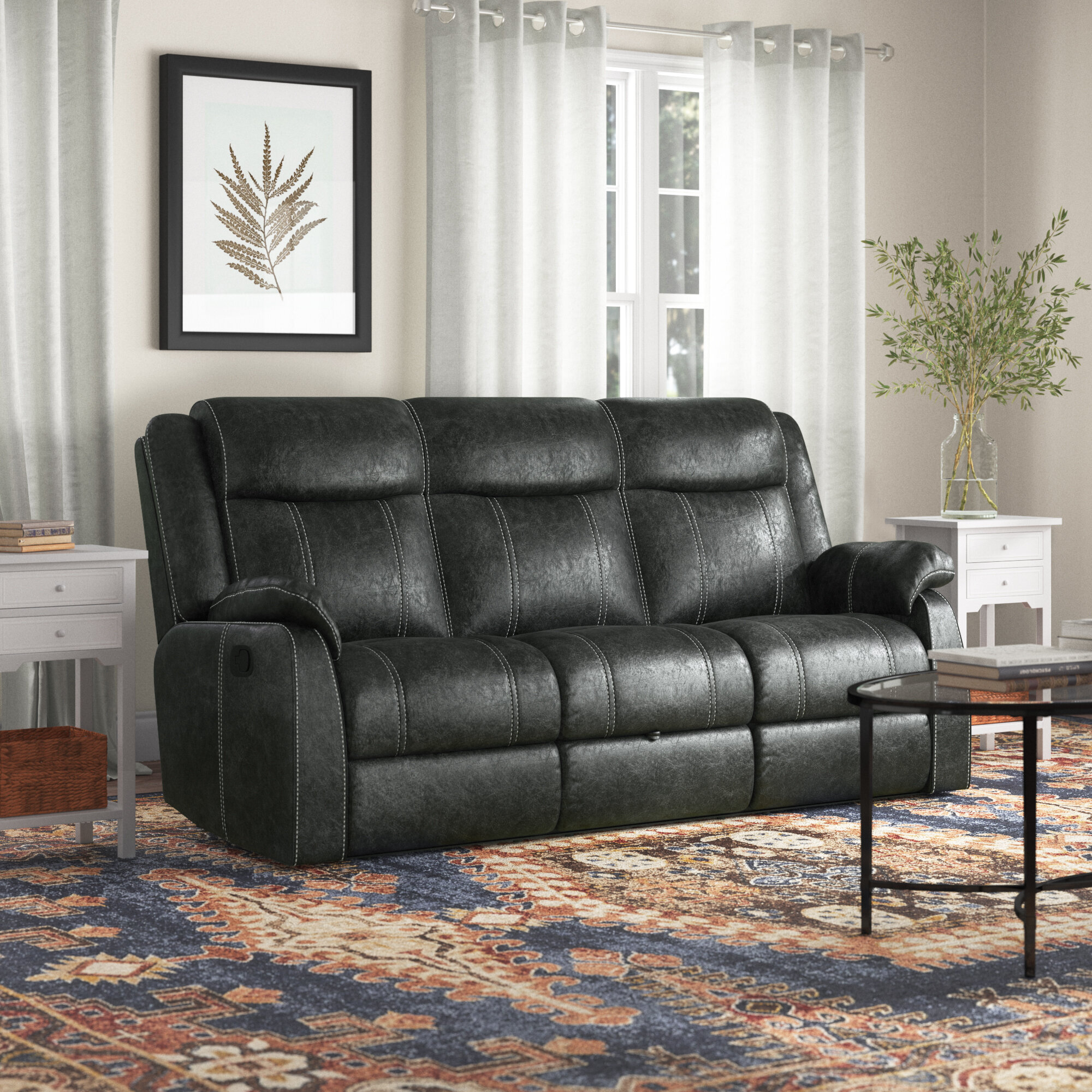 Lark Manor Affleck 80'' Upholstered Reclining Sofa & Reviews | Wayfair