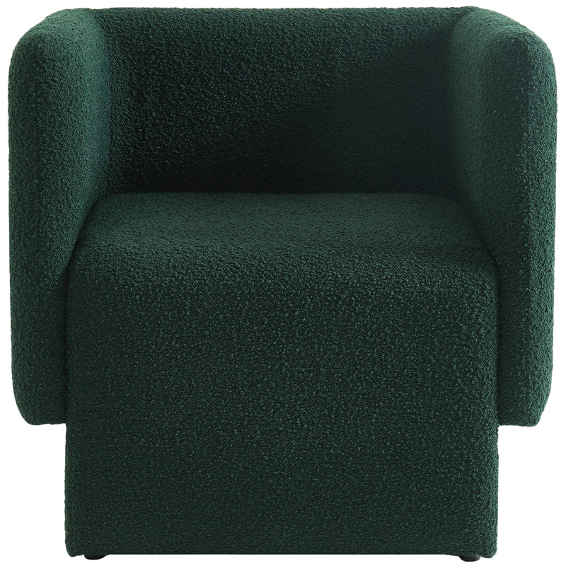 Alysun 31" W Boucle Fabric Armchair, Green Boucle Fabric