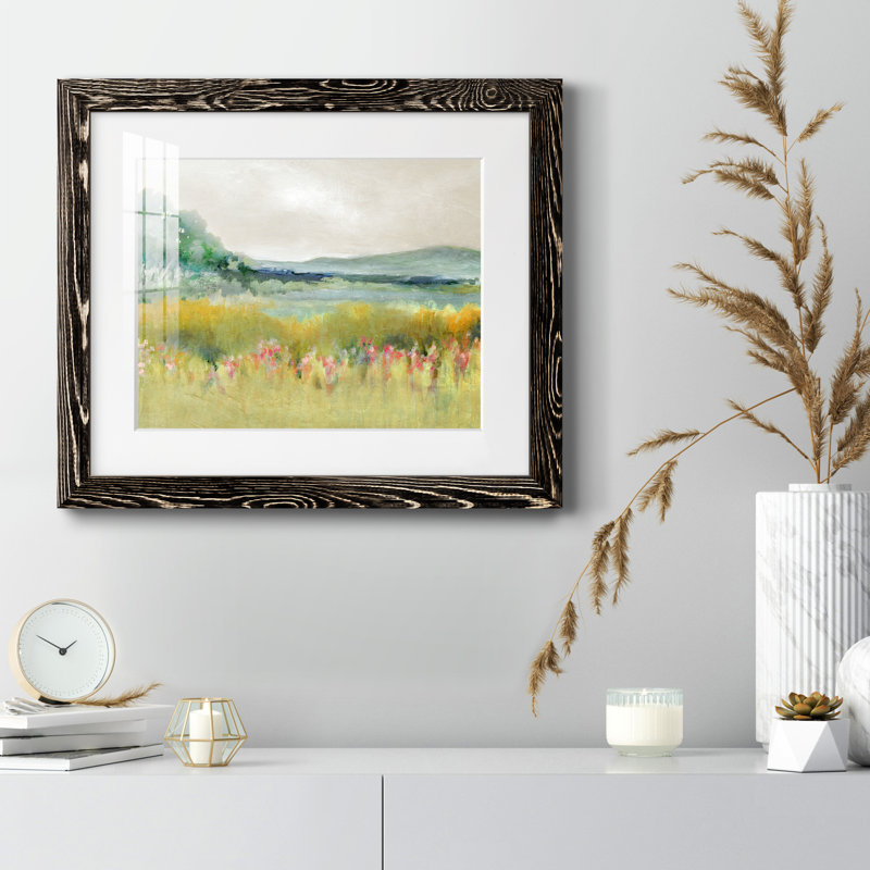 Printemps calme - peinture encadrée, Cadre noir, H 20 po x l 17 po x P 1,5 po
