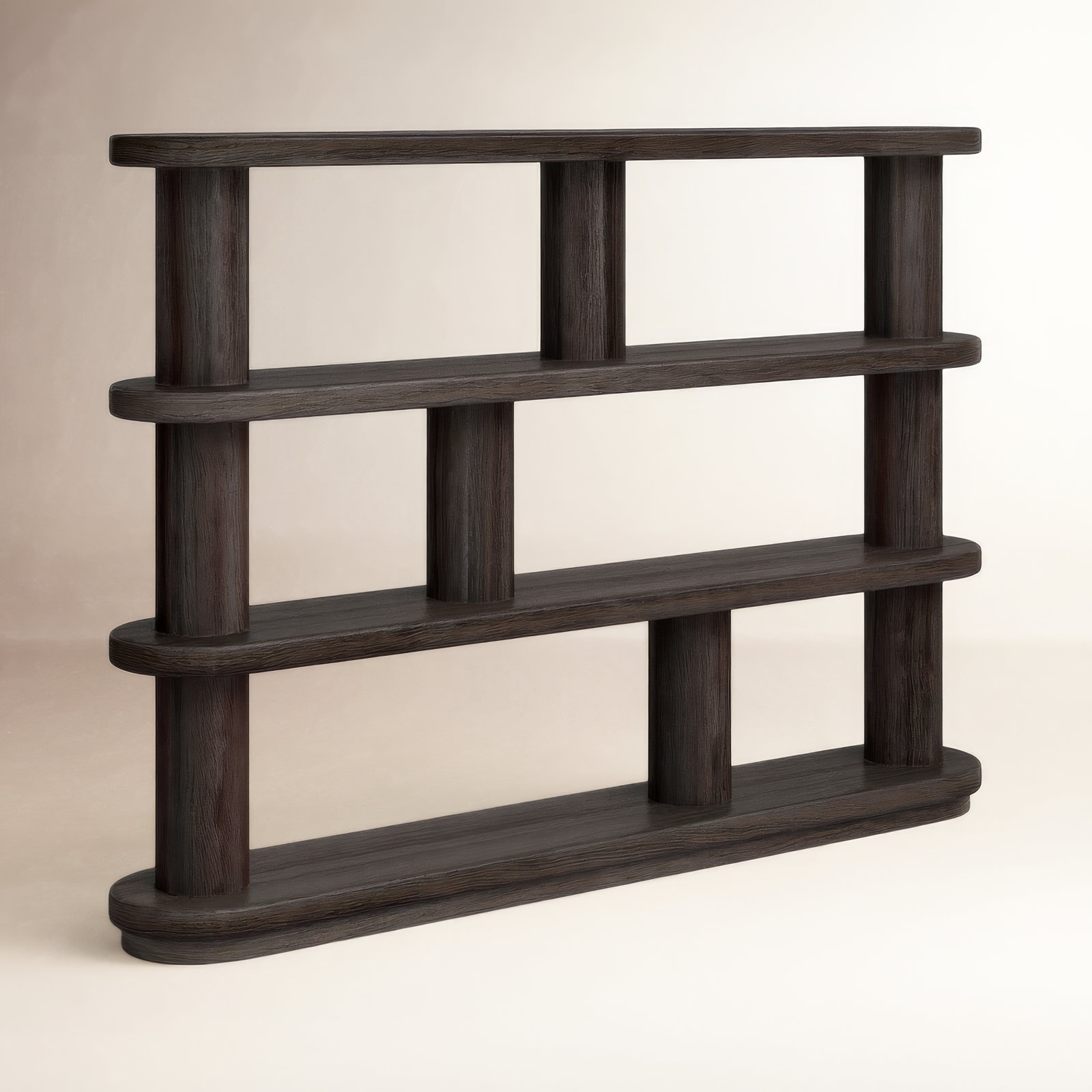 Casimir Wide Geometric Bookcase, Ebony Oak