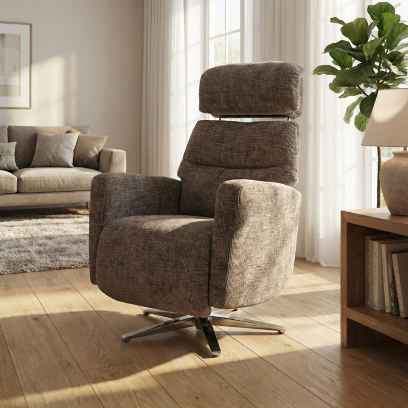 Chandani 68cm Wide Swivel Standard Recliner, Brown