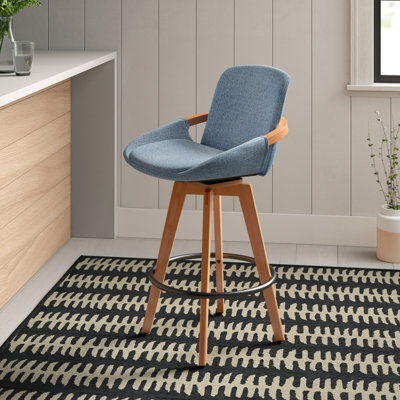 Whitacre Swivel Upholstered Counter Stool with Solid Wood Frame