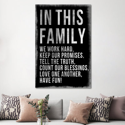 Family Rules Chalkboard - Wrapped Canvas Print