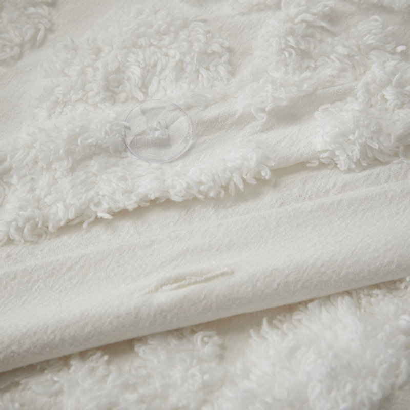 Ensemble de housse de couette en chenille de coton touffeté 3 pièces très grand / très grand californien, Off White