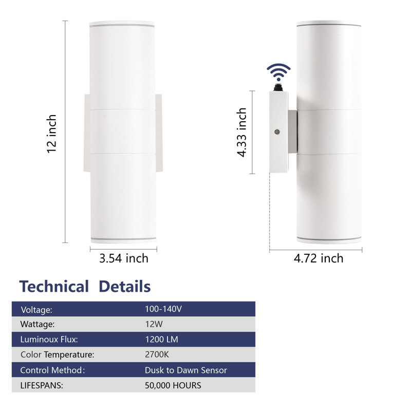 Éclairage mural Dusk to Dawn 12 W 2700K, Naturel