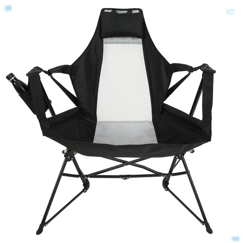 Hammock Camping Chair, Folding Portable Rocking Chair, Aluminum Alloy Adjustable Back Swinging Chair With Pillow Cup Holder, Recliner With Carry Bag For Outdoor Travel Lawn Backyard