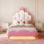 Multi-Sizes Upholstered Princess Bed With Dual-Zone Led, PU Leather Height-Adjustable Headboard, Pink/White (90x190, 90x200, 140x200)-1652280156-1660661746