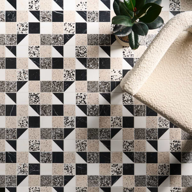 Elizabeth Sutton Artem Mosaic Tile, Pica Black;White