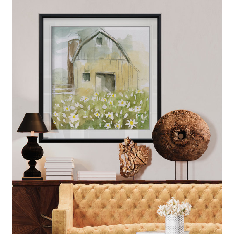 Daisy Barn - reproduction d'art, H 27 po x l 27 po x P 1,5 po, Cadre noir