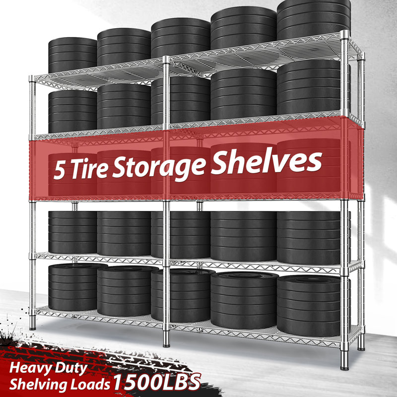 Marlia Steel Height -Adjustable Storage Rack Heavy Duty Shelving Unit 2 Installation Type, Chrome