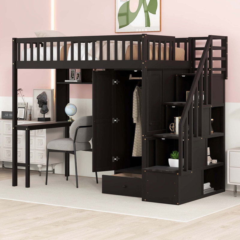 Lit mezzanine simple Hazari Kids, Espresso