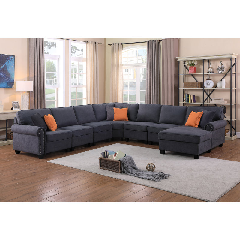 Canapé modulaire Margrettra, Mélange de polyester gris foncé
