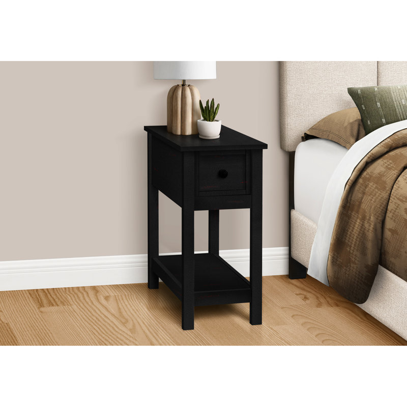 Table d'appoint avec 2 tiroirs et placage noir pour le développement de la chambre à coucher