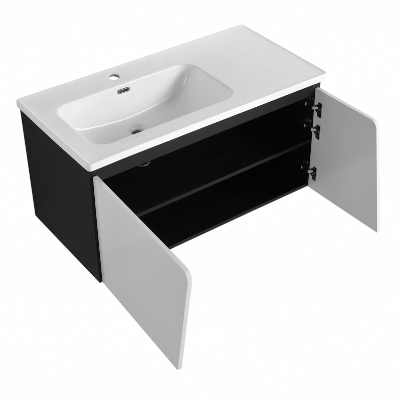 Meuble-lavabo flottant mural avec lavabo simple, meuble-lavabo pour la maison, appartement