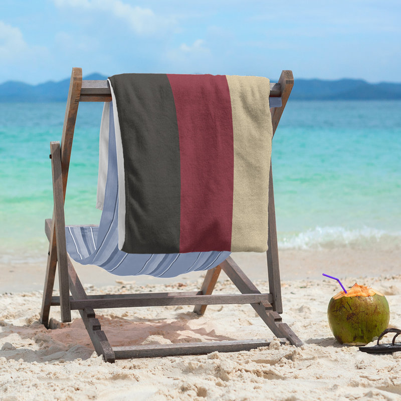 Lightweight Beach Towel, Black/Brick Red/Desert Sand, Microfiber