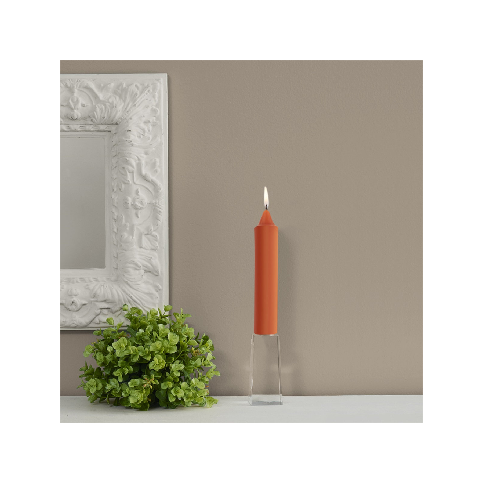 Smooth Collenette Unscented Taper Candle, 7" H x 1.25" W x 1.25" D, Rust