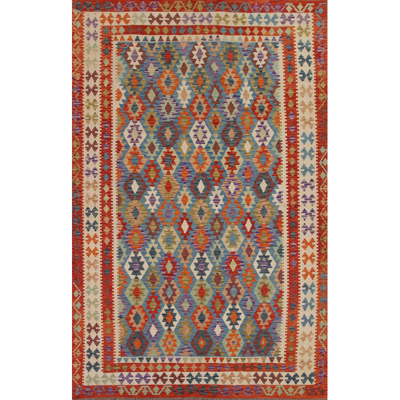Hand-Woven Kilim Wool Area Rug 8x12