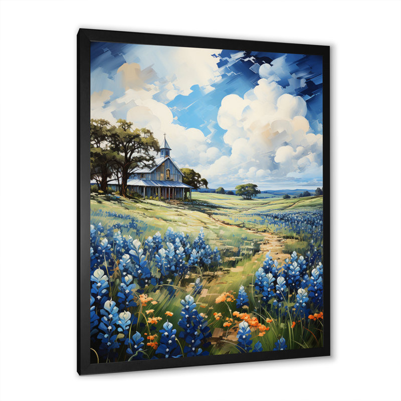 Blue Bonnets Texan Blues III - impression, Cadre photo noir, H 20 po x l 12 po x P 1 po